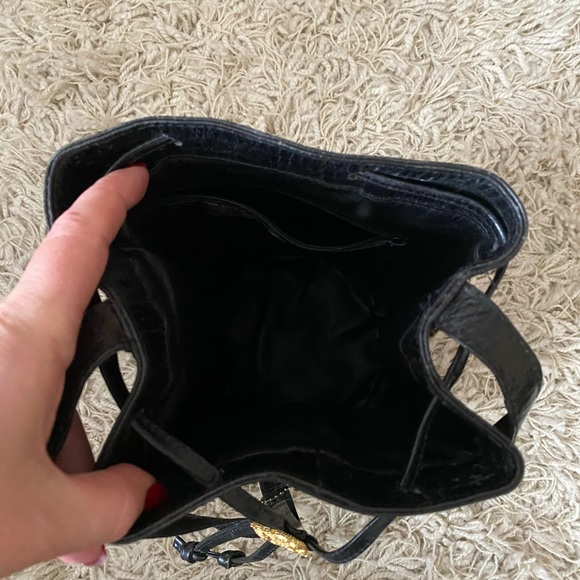 Vintage Jennifer graham leather Drawstring bucket Bag, black - Picture 7 of 16